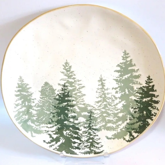 Eli + Ana Forest Woods 4 stoneware Salad plates Christmas Tree Holiday Lodge
